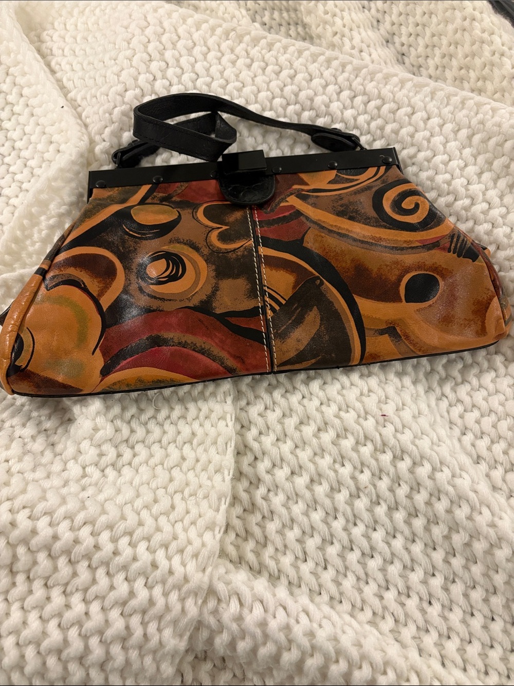 Patricia Nash Artistic Multicolor Leather Frame Clutch - Brown/Black